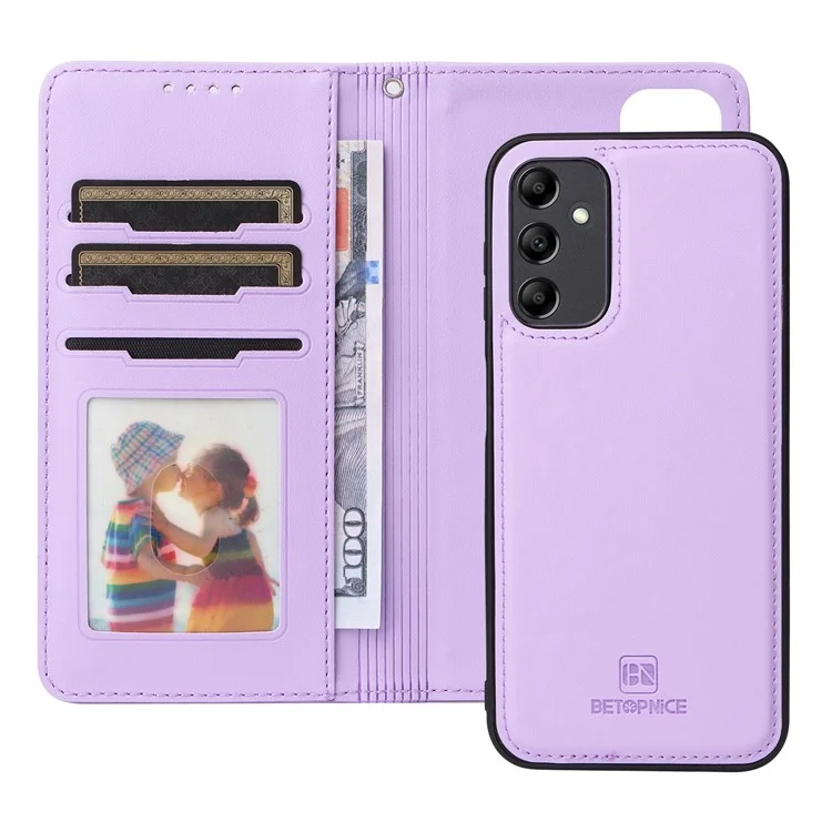 For Samsung Galaxy A14 4G / 5G Magnetic Case BETOPNICE Detachable PU Leather Phone Cover with Strap - Purple