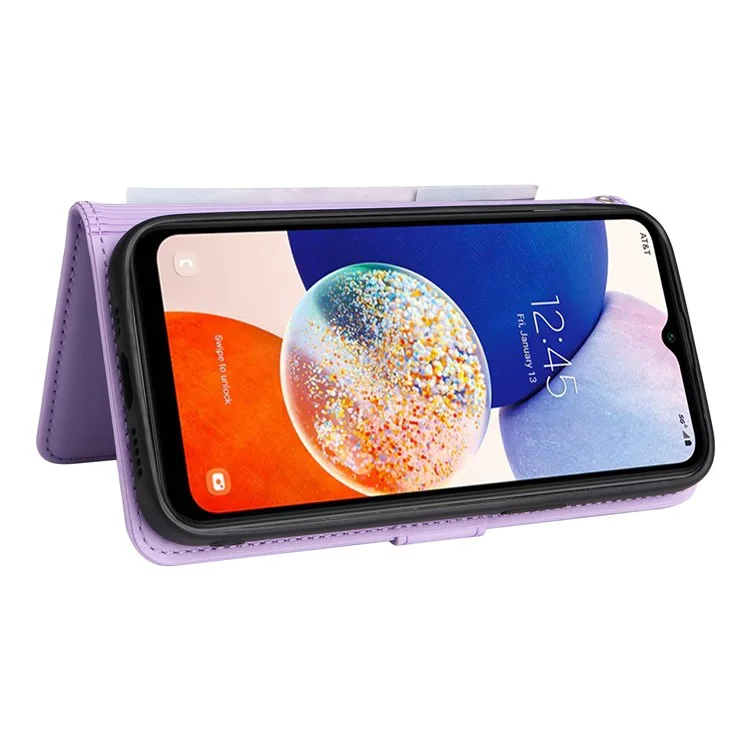 For Samsung Galaxy A14 4G / 5G Magnetic Case BETOPNICE Detachable PU Leather Phone Cover with Strap - Purple