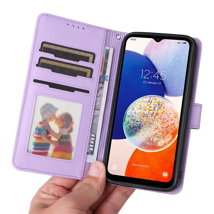 For Samsung Galaxy A14 4G / 5G Magnetic Case BETOPNICE Detachable PU Leather Phone Cover with Strap - Purple