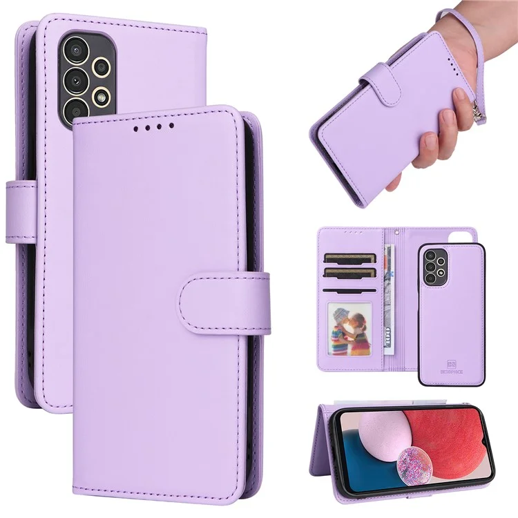 BETOPNICE 005 für Samsung Galaxy A13 4G Hülle Abnehmbar 2-in-1 Leder Handyhülle mit Ständer - Lila