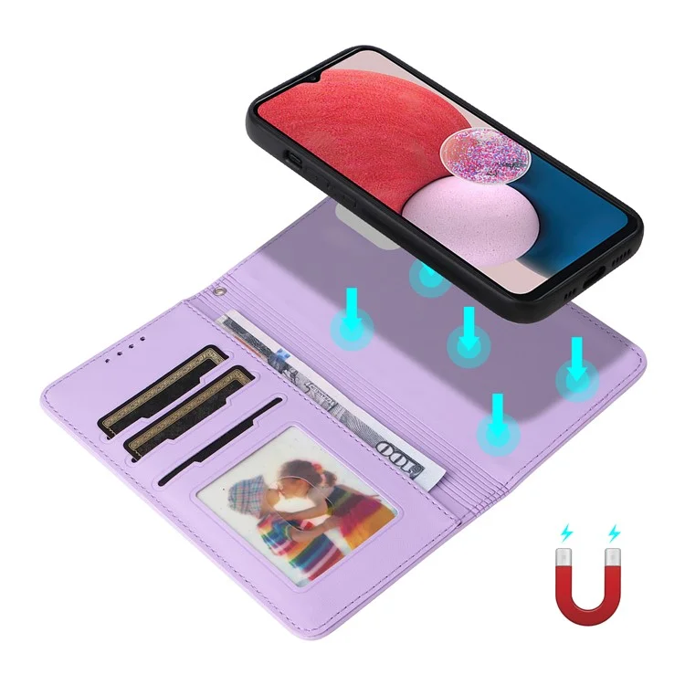 BETOPNICE 005 für Samsung Galaxy A13 4G Hülle Abnehmbar 2-in-1 Leder Handyhülle mit Ständer - Lila