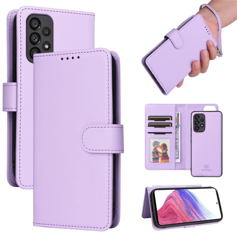 For Samsung Galaxy A53 5G Magnetic Case BETOPNICE Detachable PU Leather Phone Cover with Strap - Purple