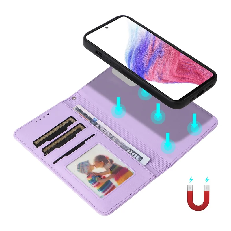 For Samsung Galaxy A53 5G Magnetic Case BETOPNICE Detachable PU Leather Phone Cover with Strap - Purple