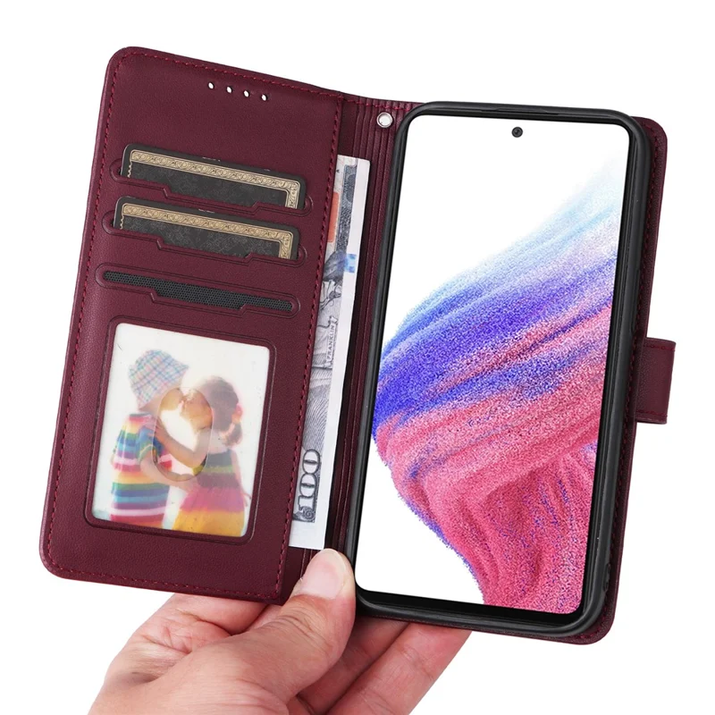 For Samsung Galaxy A53 5G Magnetic Case BETOPNICE Detachable PU Leather Phone Cover with Strap - Wine Red
