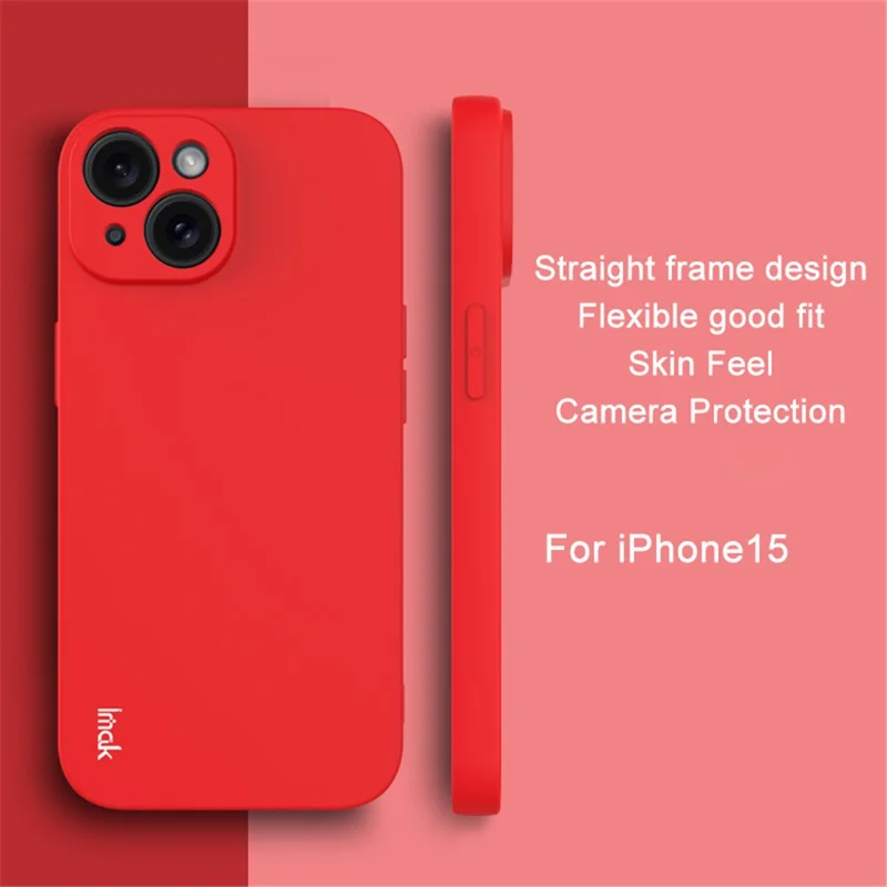 IMAK UC-4 Series for iPhone 15 TPU Case Straight Edge Anti-scratch Phone Cover - Red
