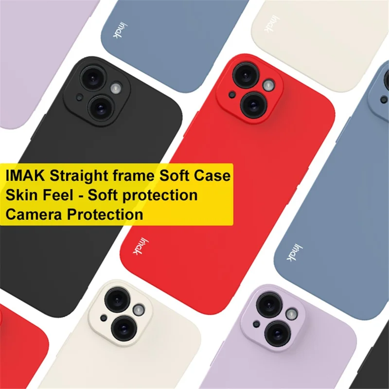 IMAK UC-4 Series for iPhone 15 TPU Case Straight Edge Anti-scratch Phone Cover - Red
