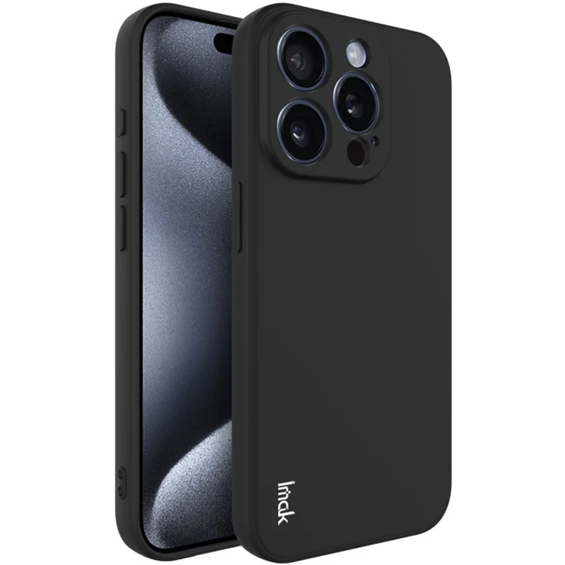 IMAK UC-4 Series for iPhone 15 Pro Max TPU Case Straight Edge Mobile Phone Cover - Black