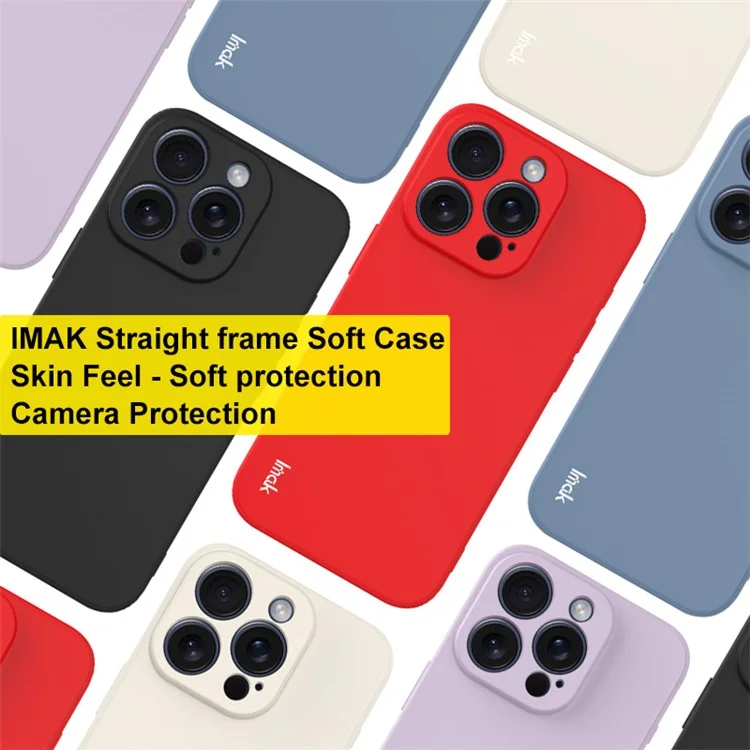 IMAK UC-4 Series for iPhone 15 Pro Max TPU Case Straight Edge Mobile Phone Cover - Black
