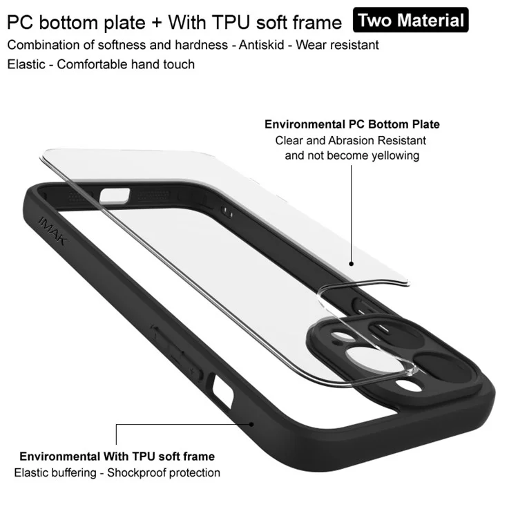 Étui pour téléphone IMAK UX-9A Series pour iPhone 15 Pro Max, anti-rayures, coque de téléphone portable en PC + TPU
