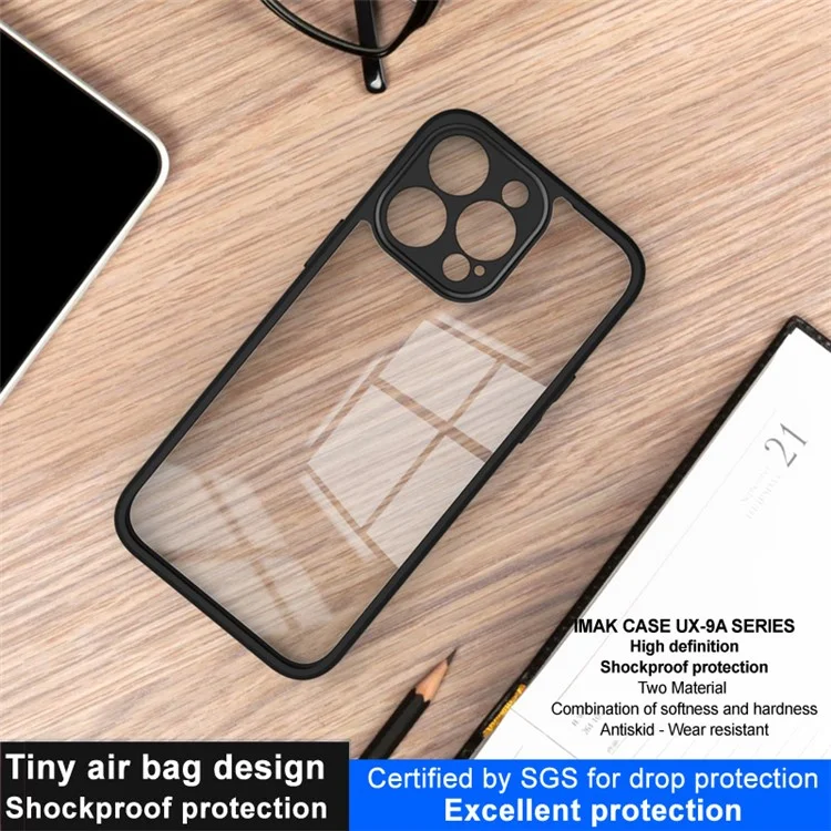 Étui pour téléphone IMAK UX-9A Series pour iPhone 15 Pro Max, anti-rayures, coque de téléphone portable en PC + TPU