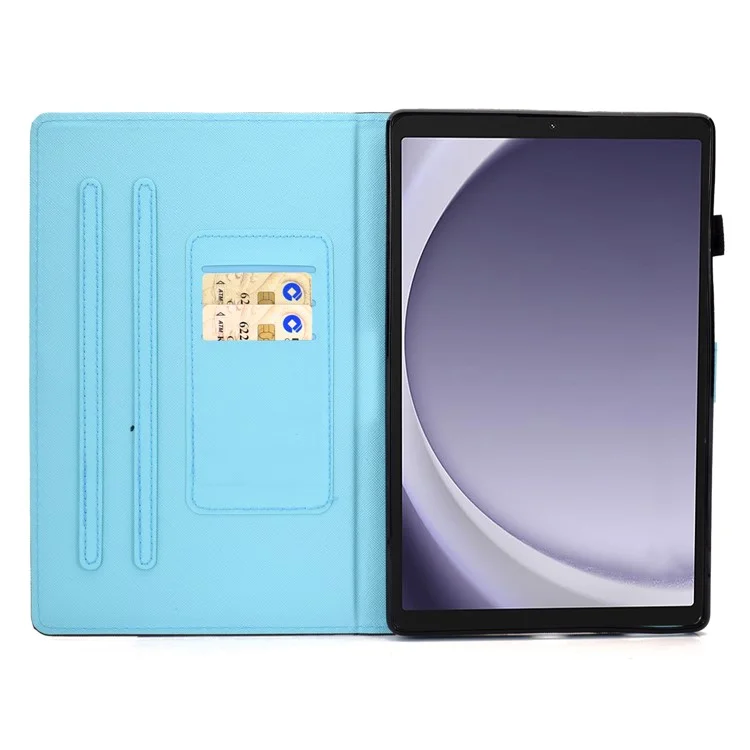 For Samsung Galaxy Tab A9+ PU Leather Case Pattern Printing Smart Tablet Cover with Pencil Holder - Bookshelf