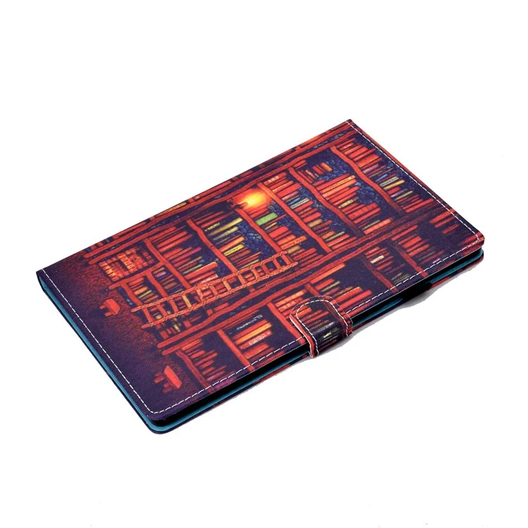 For Samsung Galaxy Tab A9+ PU Leather Case Pattern Printing Smart Tablet Cover with Pencil Holder - Bookshelf