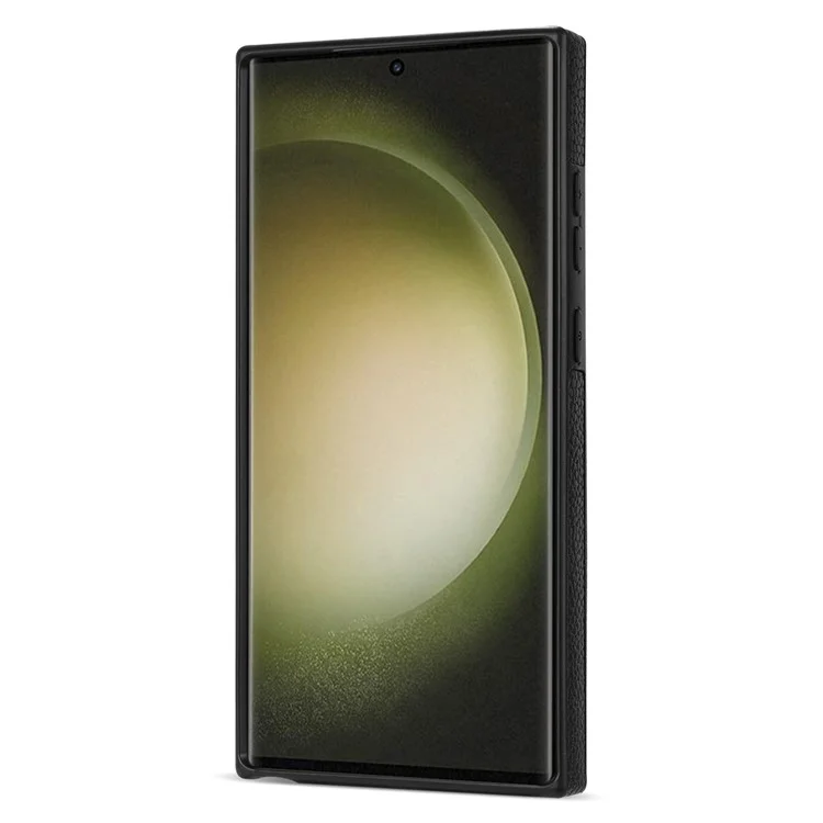 Für Samsung Galaxy S23 Ultra Case Kartenhalter Schale Leder+TPU-Abdeckung mit Schultergurt - Schwarz