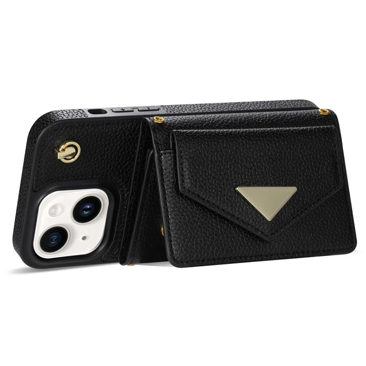 Pour étui iPhone 14 Plus Organ Card Bag Bien protégé PU Cuir+TPU Shell avec bandoulière - Noir