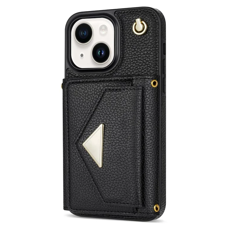 Pour étui iPhone 14 Plus Organ Card Bag Bien protégé PU Cuir+TPU Shell avec bandoulière - Noir