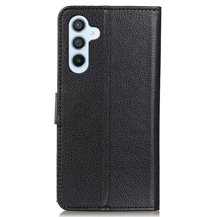 Für Samsung Galaxy A15 4G-Hülle Litchi-Textur-Lederhandy-Cover mit Geldbörse und Standfuß - Schwarz