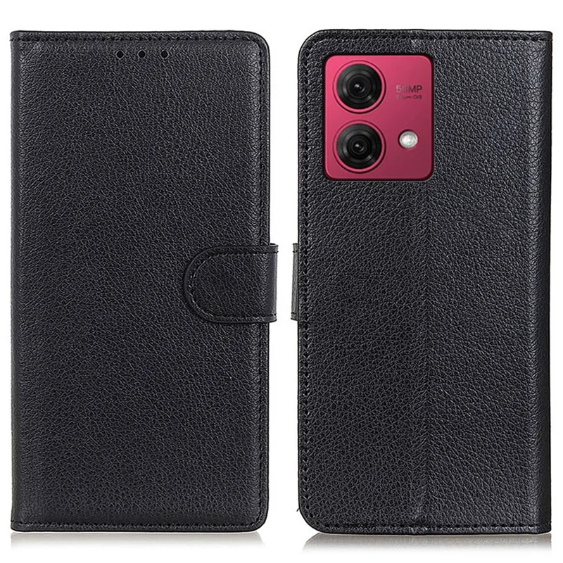 For Motorola Moto G84 5G Case Shockproof Wallet Litchi Texture PU Leather Phone Cover - Black
