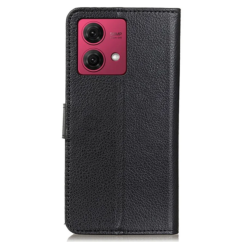 For Motorola Moto G84 5G Case Shockproof Wallet Litchi Texture PU Leather Phone Cover - Black