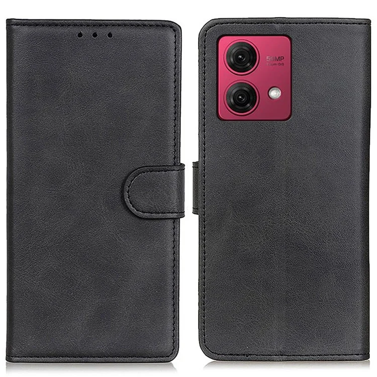For Motorola Moto G84 5G Slim-Fit Leather Wallet Phone Case Stand Phone Cover - Black