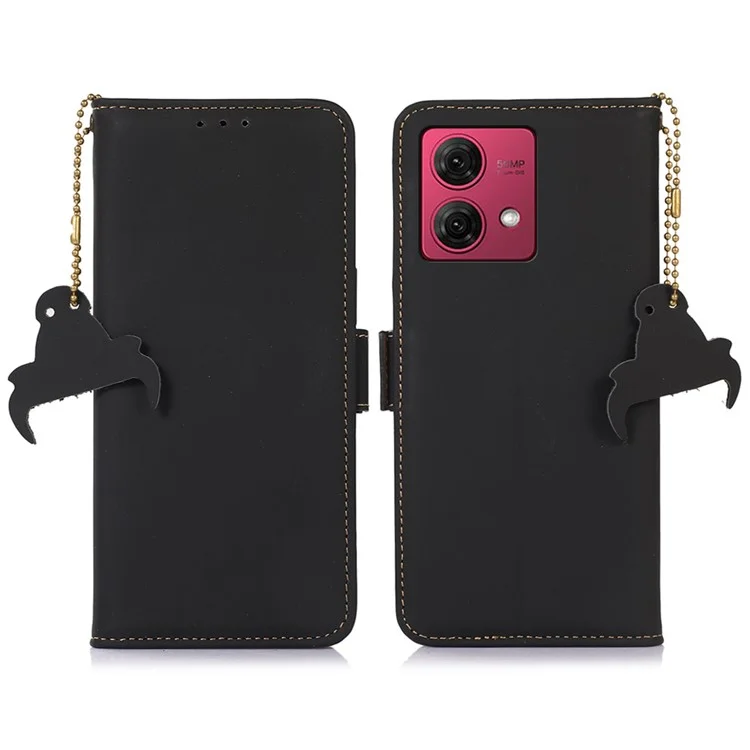 For Motorola Moto G84 5G Case RFID Blocking Phone Cover with Wallet Stand - Black