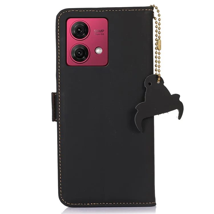For Motorola Moto G84 5G Case RFID Blocking Phone Cover with Wallet Stand - Black