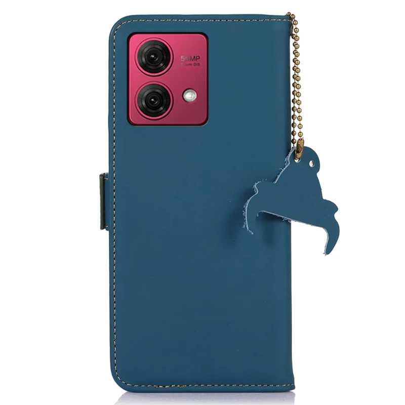For Motorola Moto G84 5G Case RFID Blocking Phone Cover with Wallet Stand - Blue