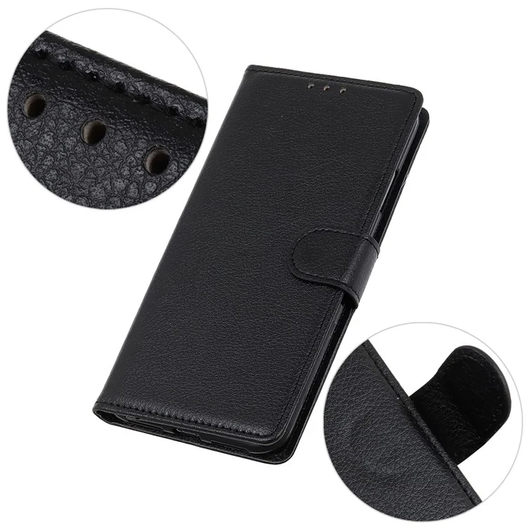 Für Motorola Moto G54 5G Case PU-Leder-Geldbörse mit Litchi-Textur Handyhülle - Schwarz