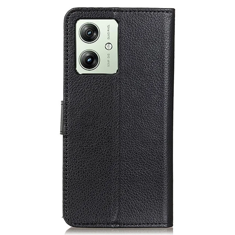 Für Motorola Moto G54 5G Case PU-Leder-Geldbörse mit Litchi-Textur Handyhülle - Schwarz
