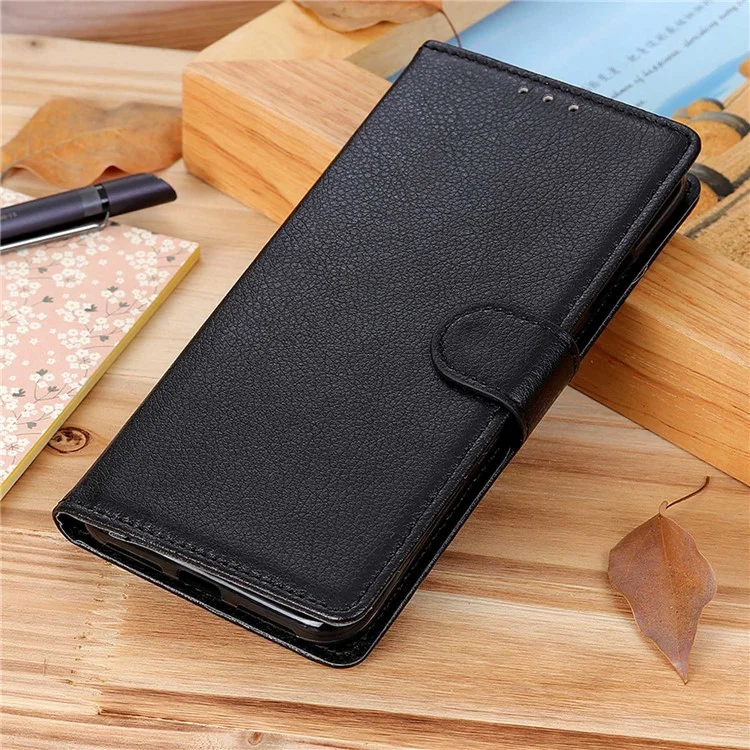 Für Motorola Moto G54 5G Case PU-Leder-Geldbörse mit Litchi-Textur Handyhülle - Schwarz