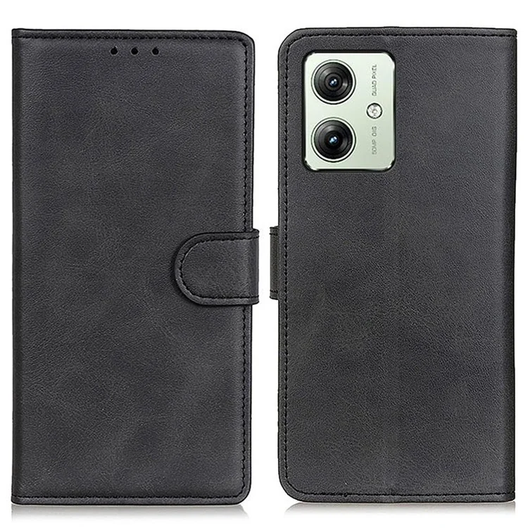 Per Motorola Moto G54 5G Custodia in Pelle di Vacchetta Texture Stand Custodia per Telefono Cellulare Portafoglio - Nero