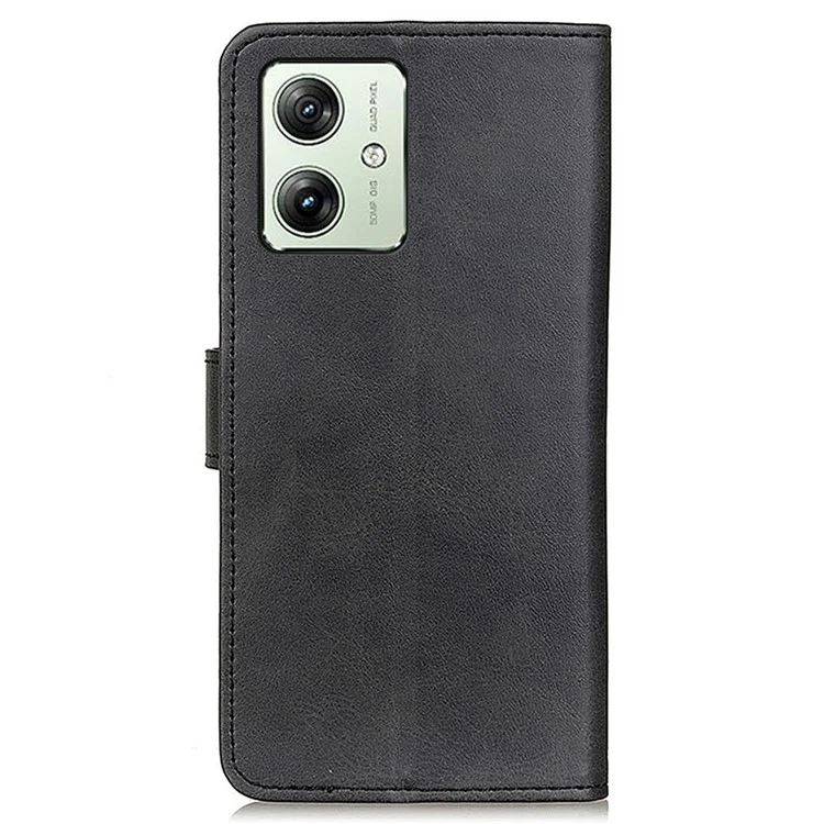 Per Motorola Moto G54 5G Custodia in Pelle di Vacchetta Texture Stand Custodia per Telefono Cellulare Portafoglio - Nero