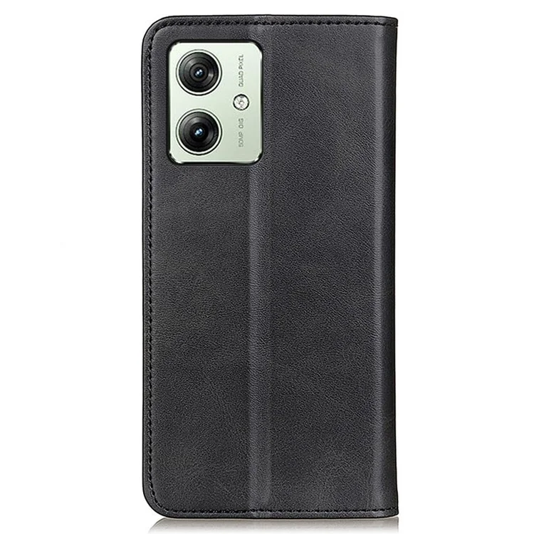 For Motorola Moto G54 5G Case with Wallet Split Leather Phone Stand Cover - Black