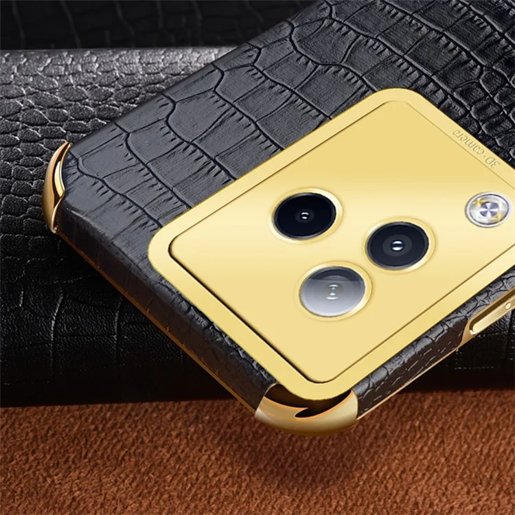 Para o Xiaomi Civi 3 5G, Capa com Argola de Suporte, Textura de Couro de Crocodilo e TPU - Preta