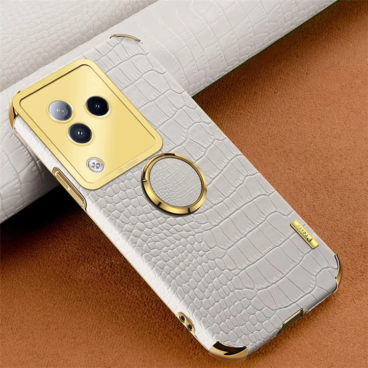 Para Xiaomi Civi 3 5G Funda Anillo Soporte Concha Textura de Cocodrilo Cuero+TPU Cubierta del Teléfono - Blanco