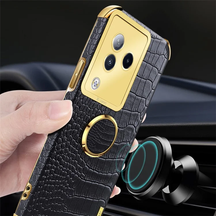 Para Xiaomi Civi 3 5G Funda Anillo Soporte Concha Textura de Cocodrilo Cuero+TPU Cubierta del Teléfono - Blanco