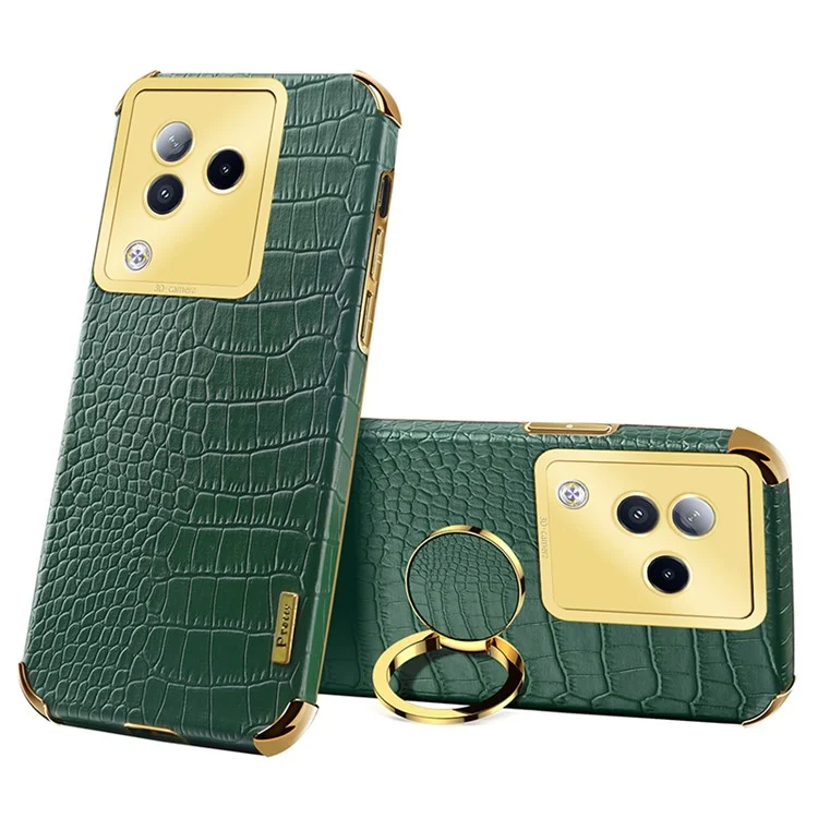 Für Xiaomi Civi 3 5G Case Ring Kickstand Shell Krokodilleder-Textur Leder+TPU Handyhülle - Grün