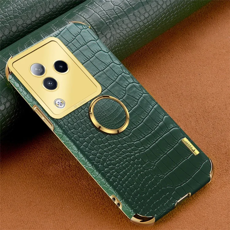 Für Xiaomi Civi 3 5G Case Ring Kickstand Shell Krokodilleder-Textur Leder+TPU Handyhülle - Grün