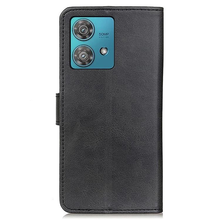 Para Motorola Edge 40 Neo 5G Funda de Cuero PU Antiarañazos Billetera Soporte Funda para Teléfono Móvil - Negro