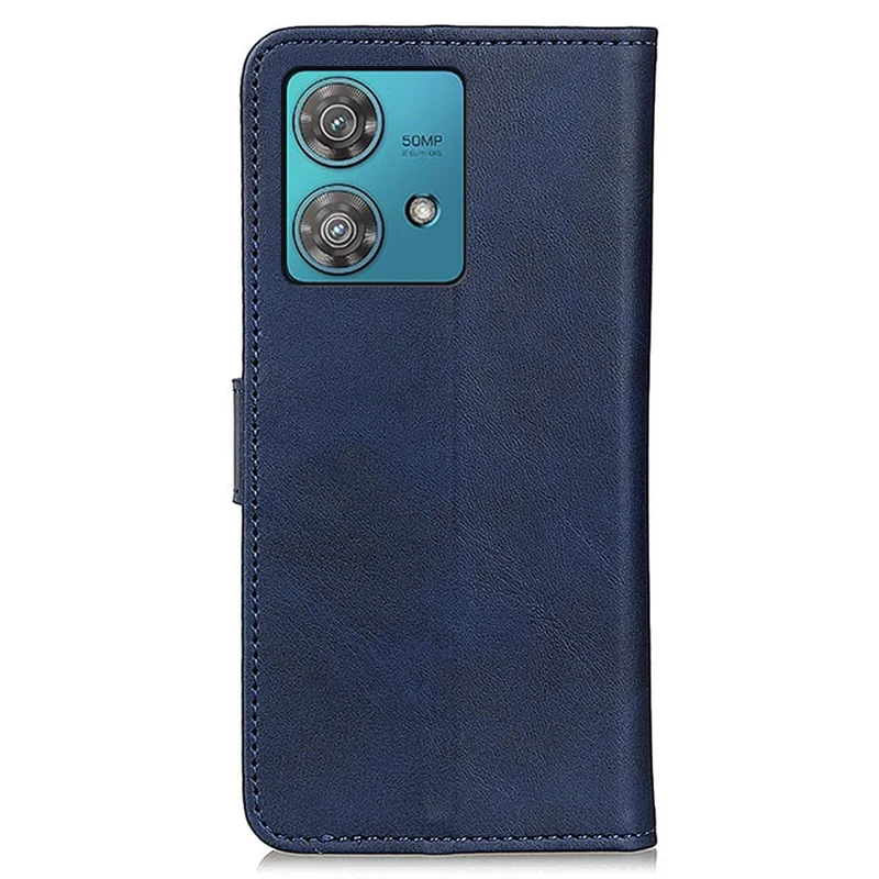 For Motorola Edge 40 Neo 5G PU Leather Case Anti-Scratch Wallet Stand Cell Phone Cover - Blue