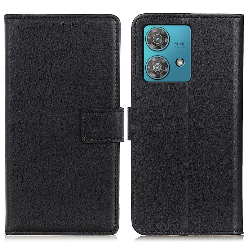 Capa de Couro PU para Motorola Edge 40 Neo 5G Caso Protetor de Suporte para Telefone Carteira - Preto