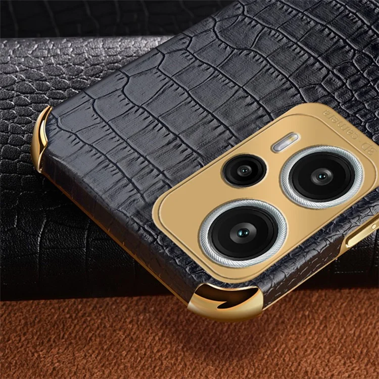 Para Xiaomi Redmi Note 12 Turbo / Poco F5 5G Capa Textura de Crocodilo Couro+TPU Capa Traseira com Suporte para Anel - Verde