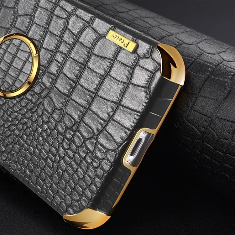 Para Xiaomi Redmi Note 12 Turbo / Poco F5 5G Capa Textura de Crocodilo Couro+TPU Capa Traseira com Suporte para Anel - Verde