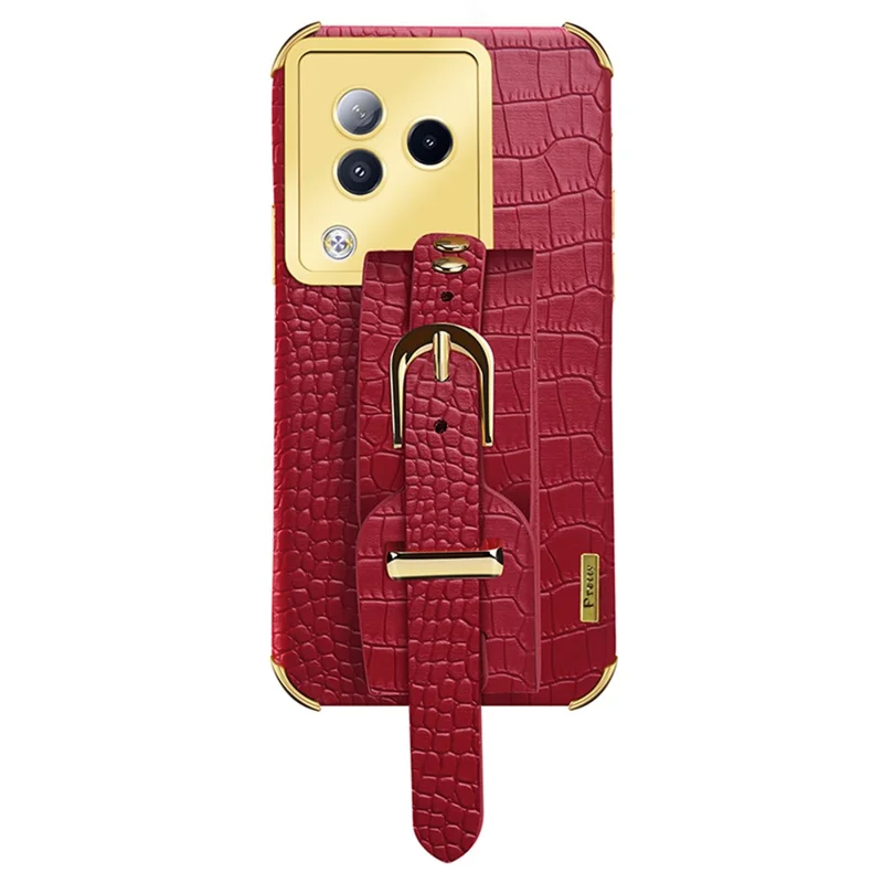 For Xiaomi Civi 3 5G Case 6D Electroplating Wristband PU Leather+TPU Cover - Red