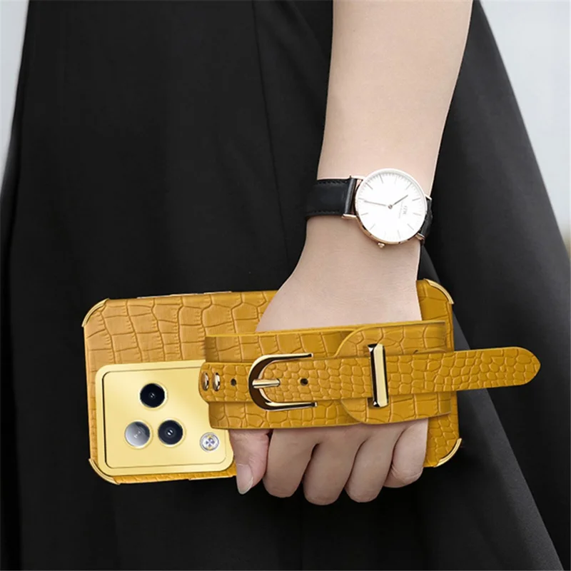 For Xiaomi Civi 3 5G Case 6D Electroplating Wristband PU Leather+TPU Cover - Red