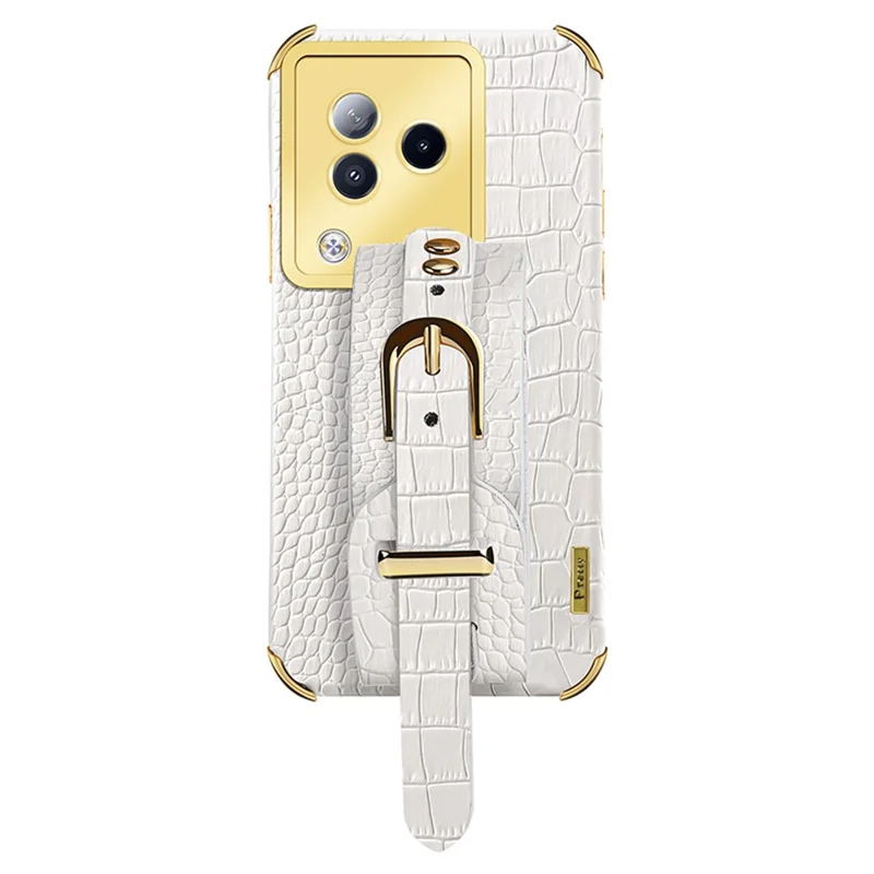 For Xiaomi Civi 3 5G Case 6D Electroplating Wristband PU Leather+TPU Cover - White