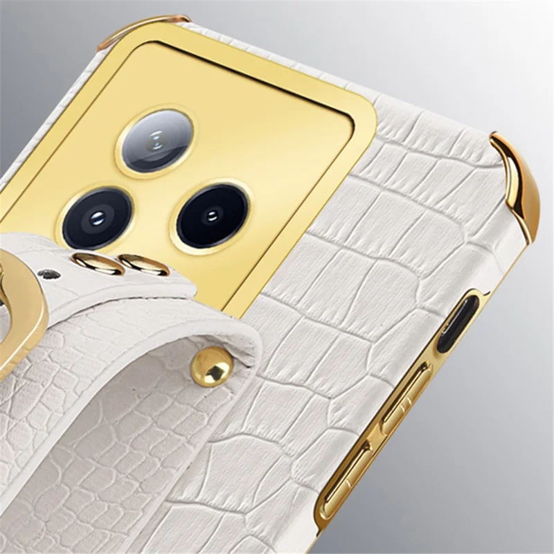 For Xiaomi Civi 3 5G Case 6D Electroplating Wristband PU Leather+TPU Cover - Black