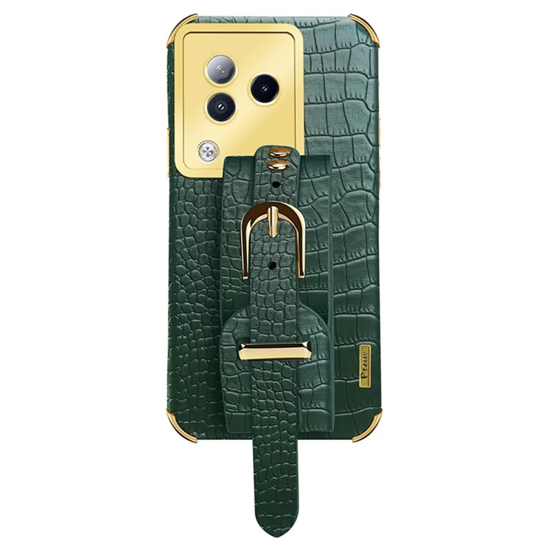 For Xiaomi Civi 3 5G Case 6D Electroplating Wristband PU Leather+TPU Cover - Green