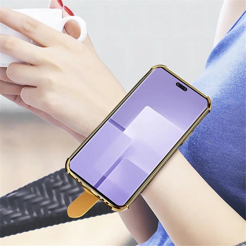 For Xiaomi Civi 3 5G Case 6D Electroplating Wristband PU Leather+TPU Cover - Green