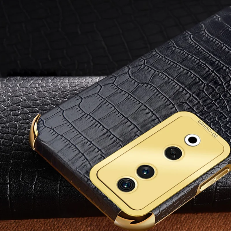 For Honor 90 Case 6D Electroplating Crocodile Texture Anti-fall Leather+TPU Phone Shell - Green