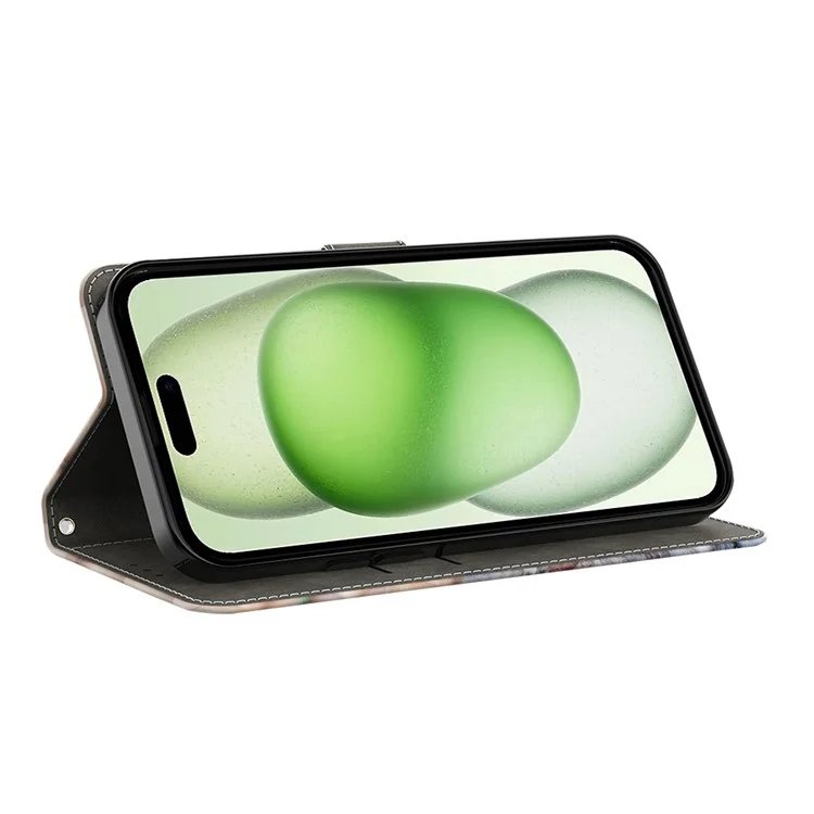 For iPhone 15 Case Wallet Phone Case 3D Pattern Printing Leather Flip Cover - Don't Touch My Phone